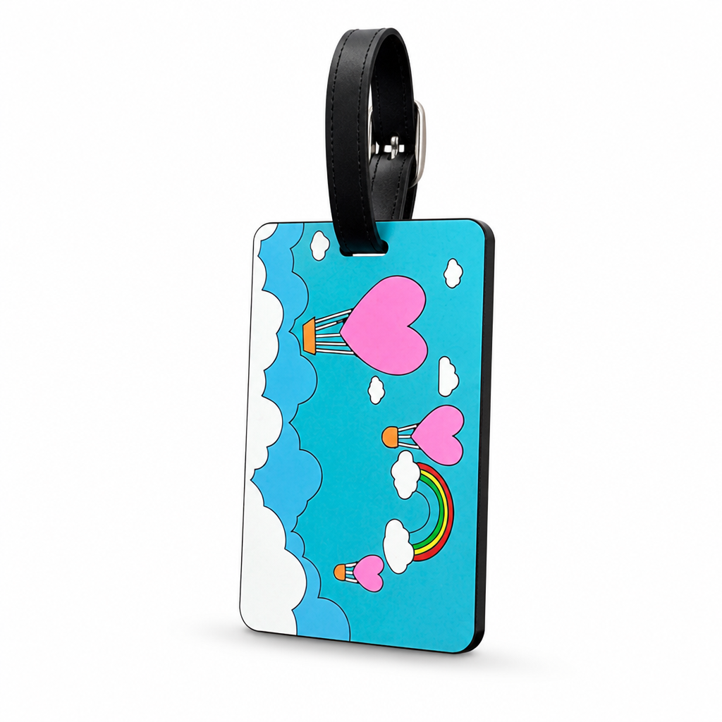 Durable & Vibrant Heart Balloon Luggage Tag (Address Card Pocket)