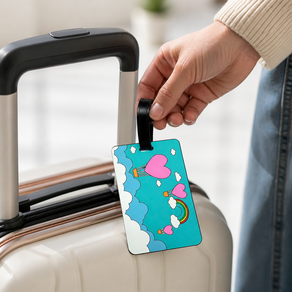 Durable & Vibrant Heart Balloon Luggage Tag (Address Card Pocket)
