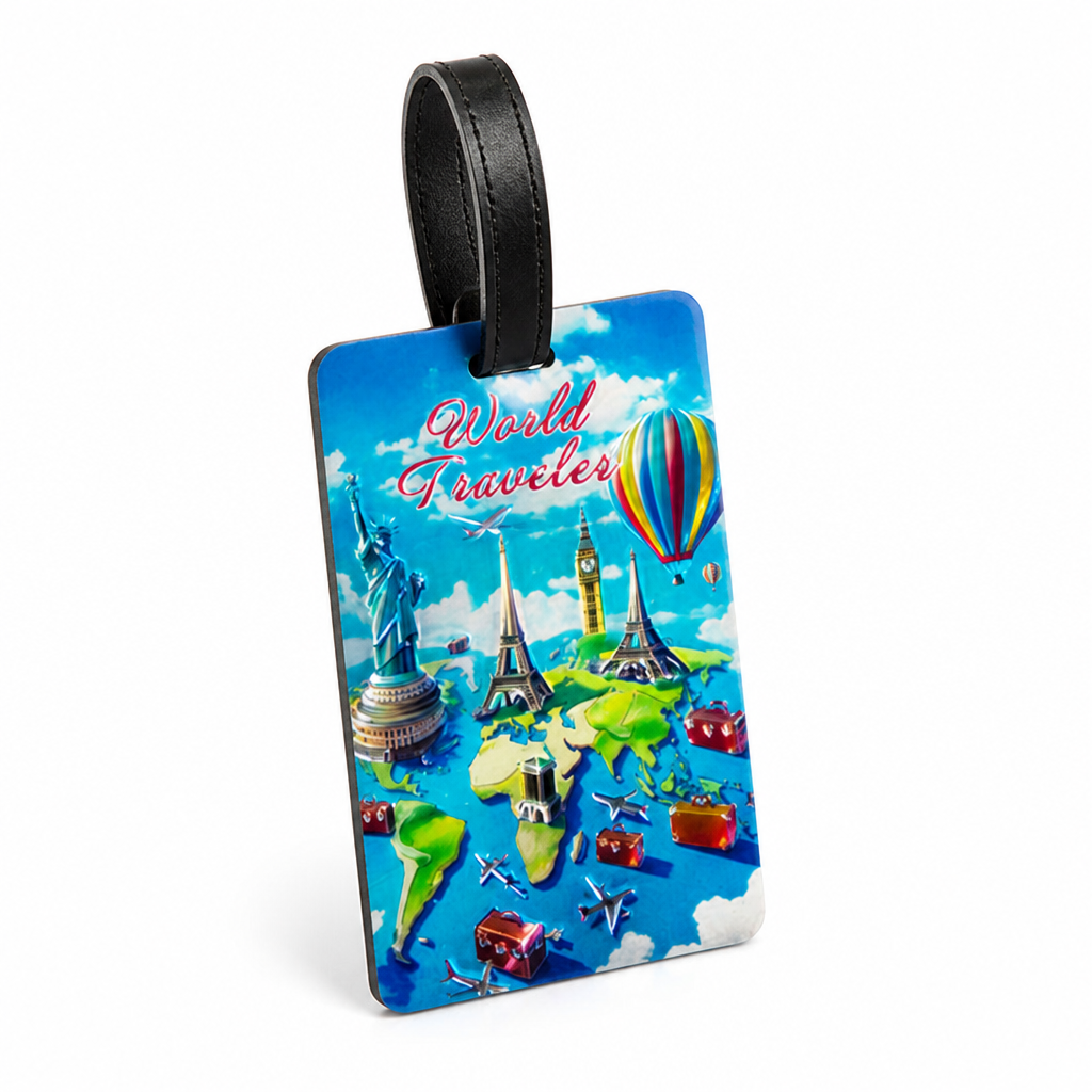 Durable Vibrant Landmark-Print Luggage Tag (Secure Strap)
