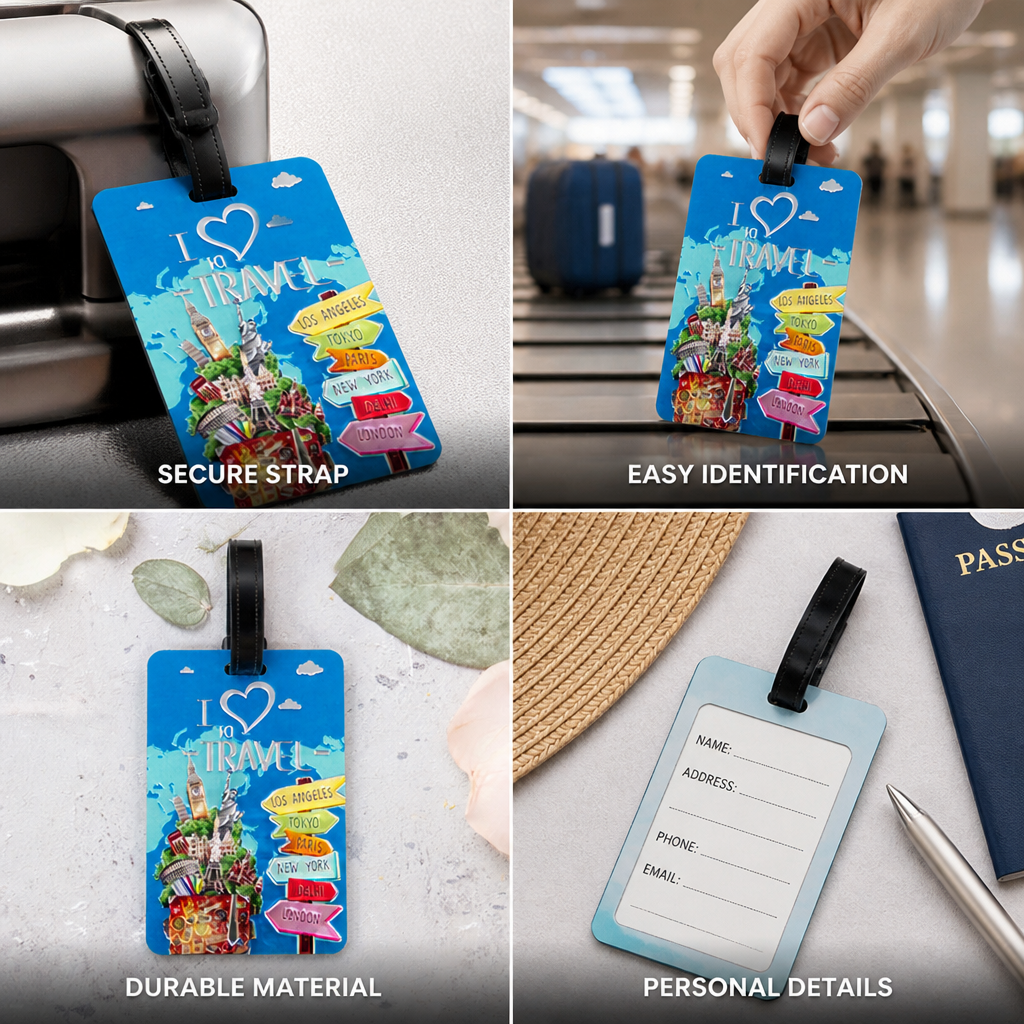 Durable Vibrant Landmark-Print Luggage Tag (Secure Strap)