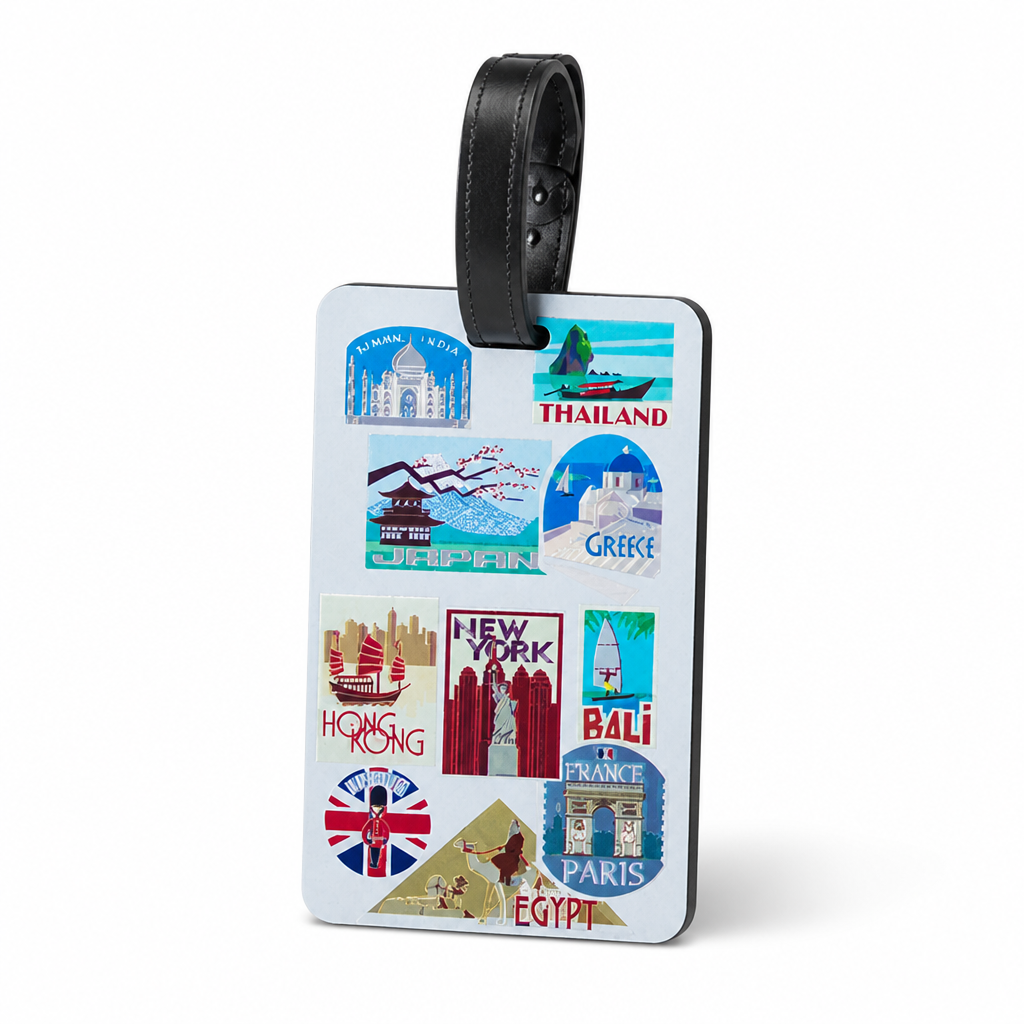 Durable Vibrant Landmark-Print Luggage Tag (Secure Strap)