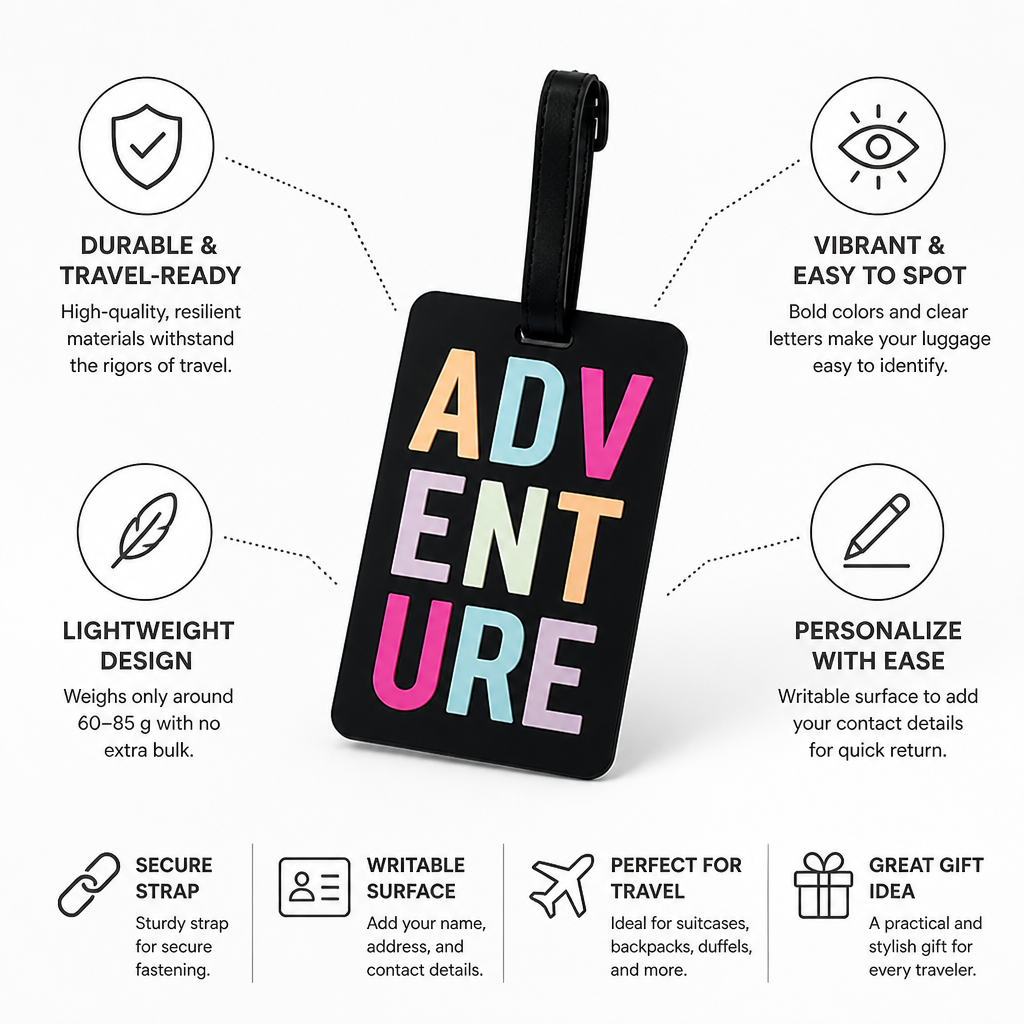 Durable Vibrant Writable Luggage Tag (Secure Strap)