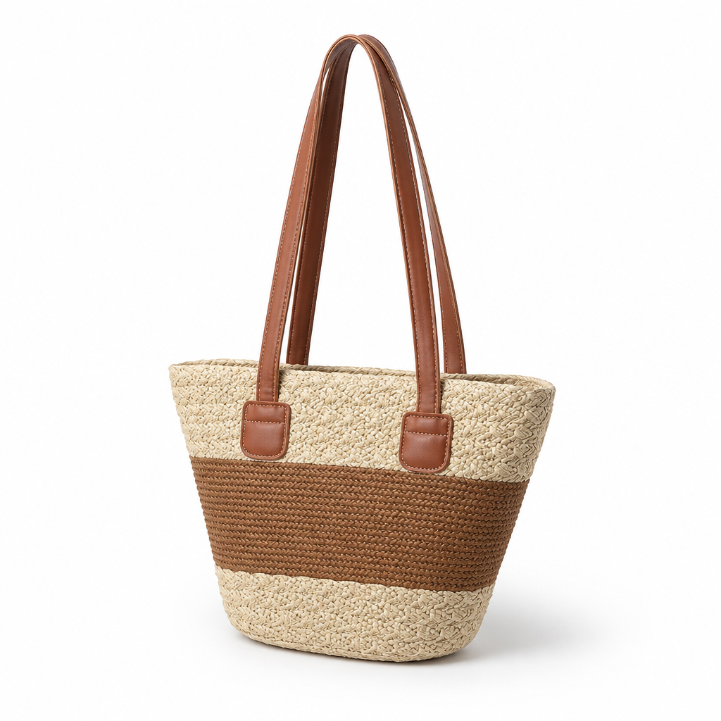 Durable Woven Braided-Handle Tote Bag