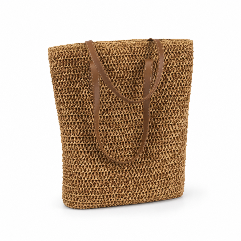 Durable Woven Braided-Handle Tote Bag