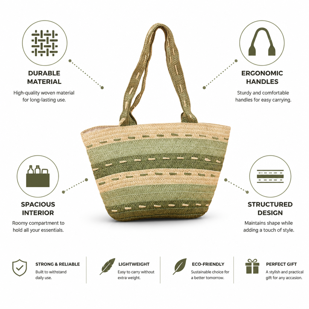 Durable Woven Tote Bag (Ergonomic Handles)