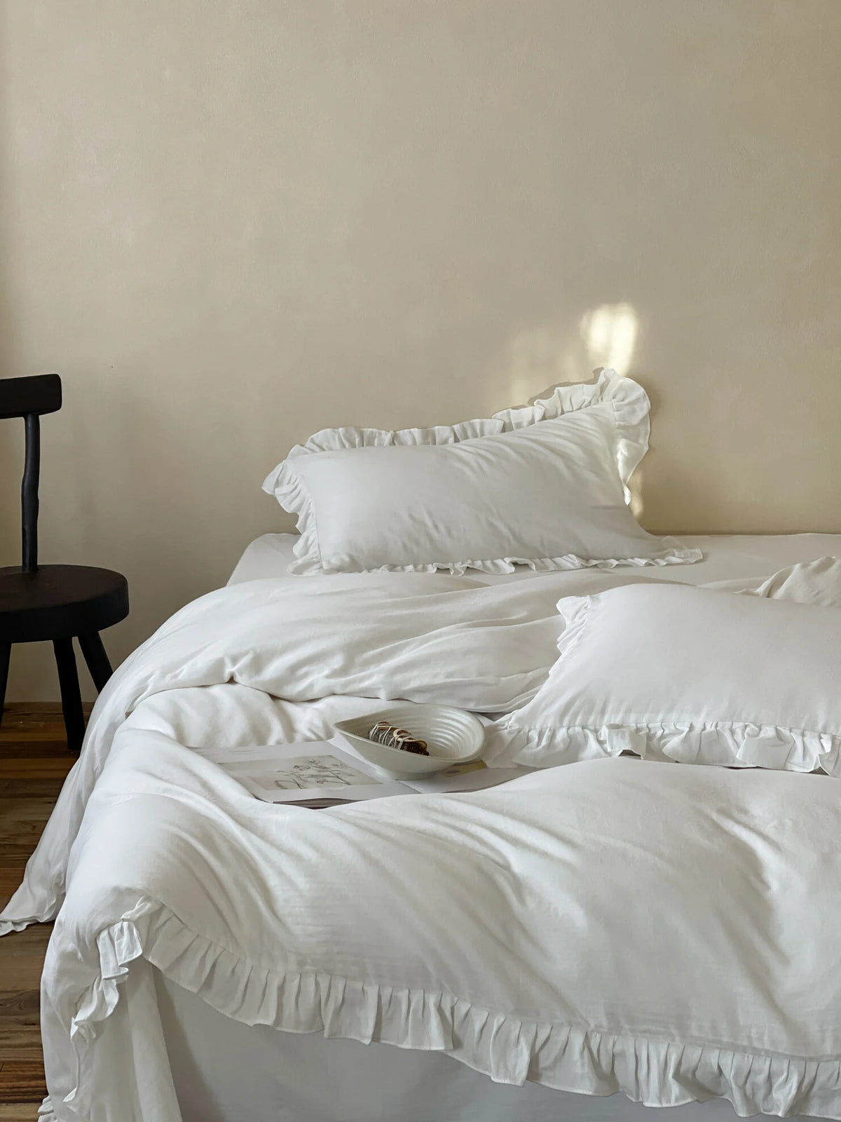 Duvet Cover 100% Cotton Double-Layer Gauze Ruffle Trim