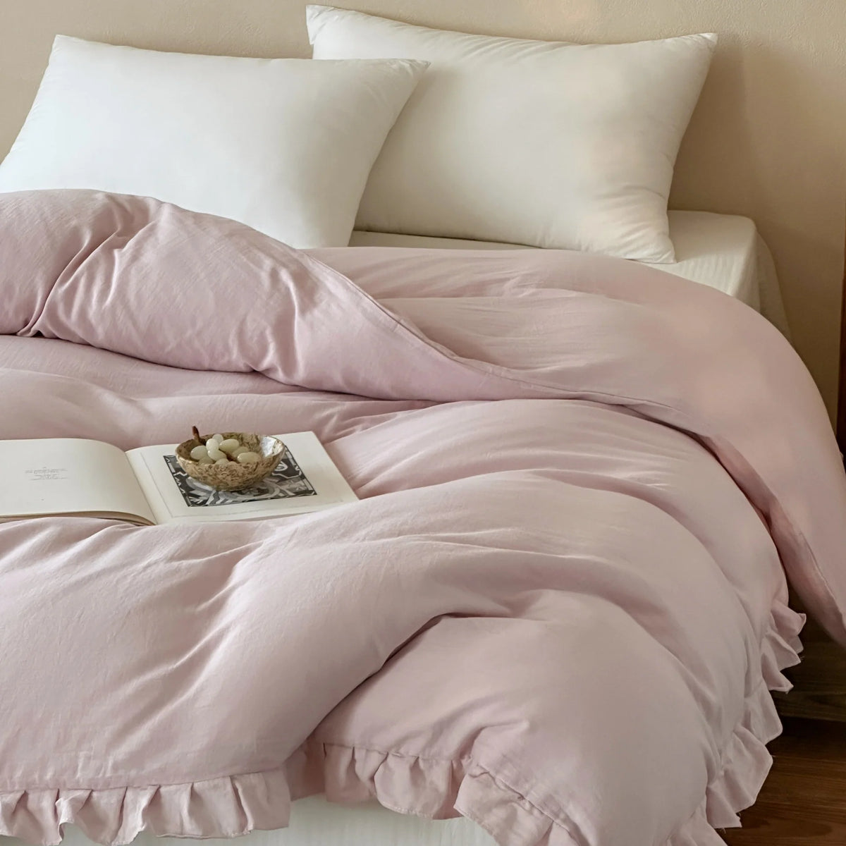 Duvet Cover 100% Cotton Double-Layer Gauze Ruffle Trim