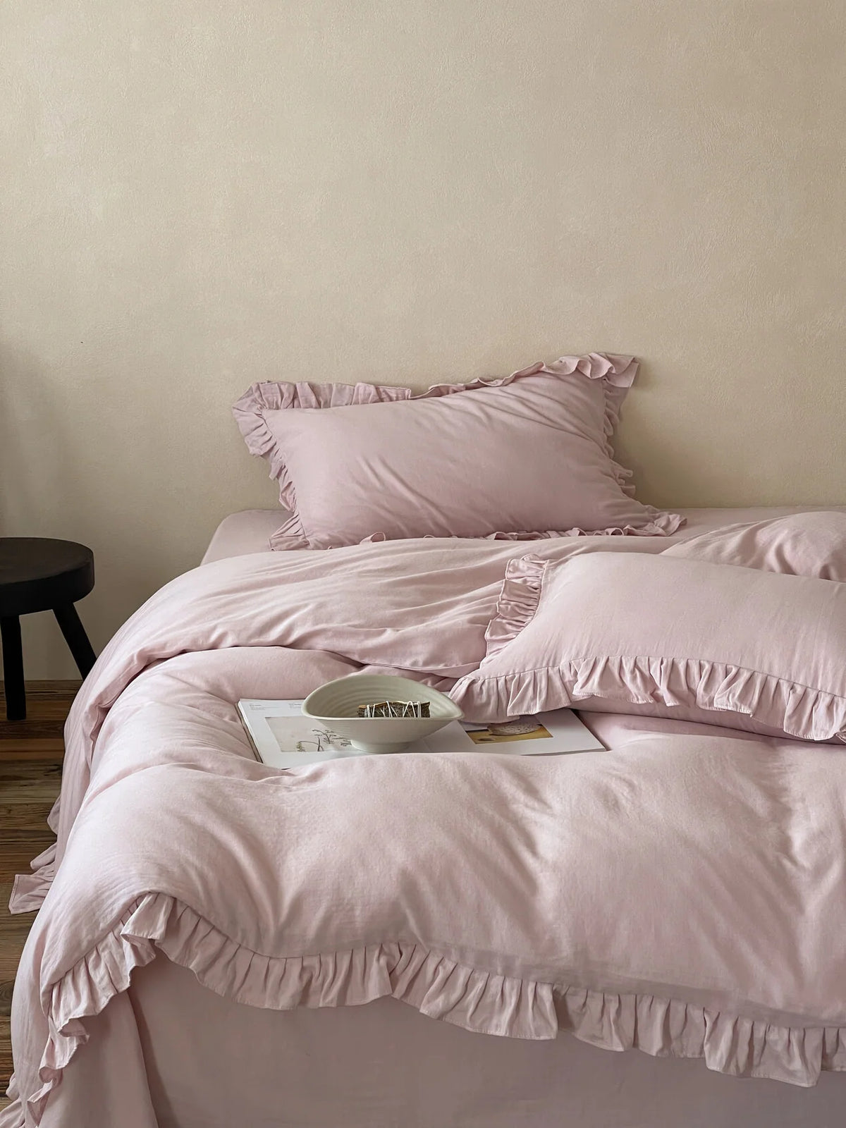 Duvet Cover 100% Cotton Double-Layer Gauze Ruffle Trim