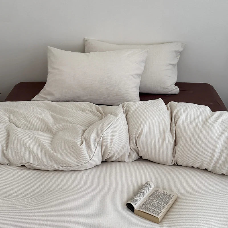 Duvet Cover & Pillow Set Breathable Cotton-Linen 4-Piece
