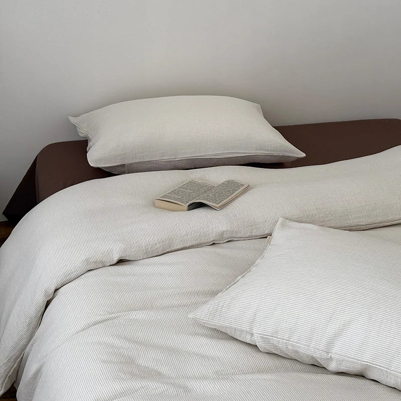 Duvet Cover & Pillow Set Breathable Cotton-Linen 4-Piece