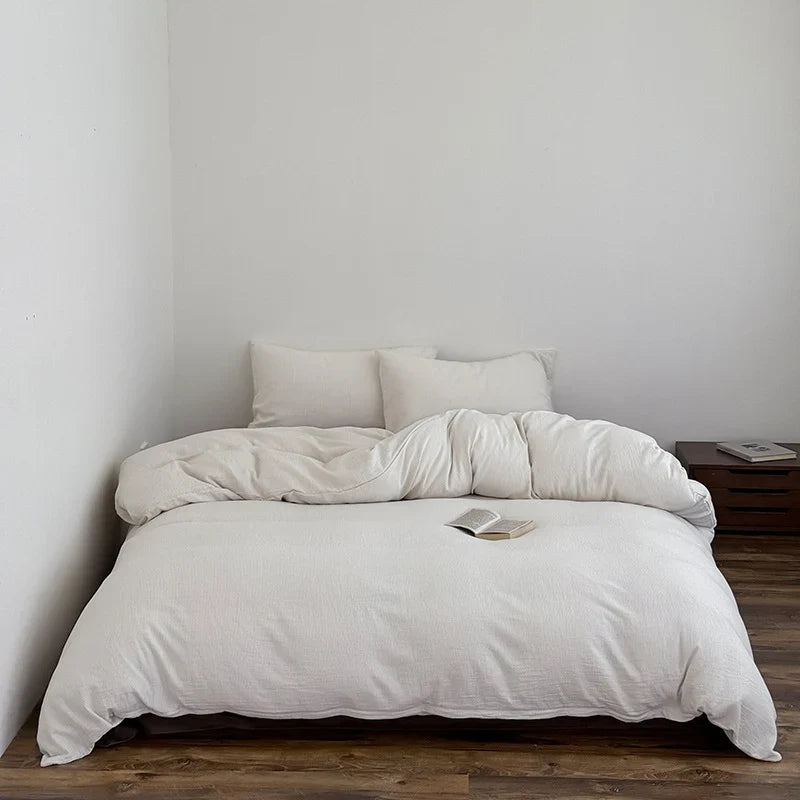 Duvet Cover & Pillow Set Breathable Cotton-Linen 4-Piece