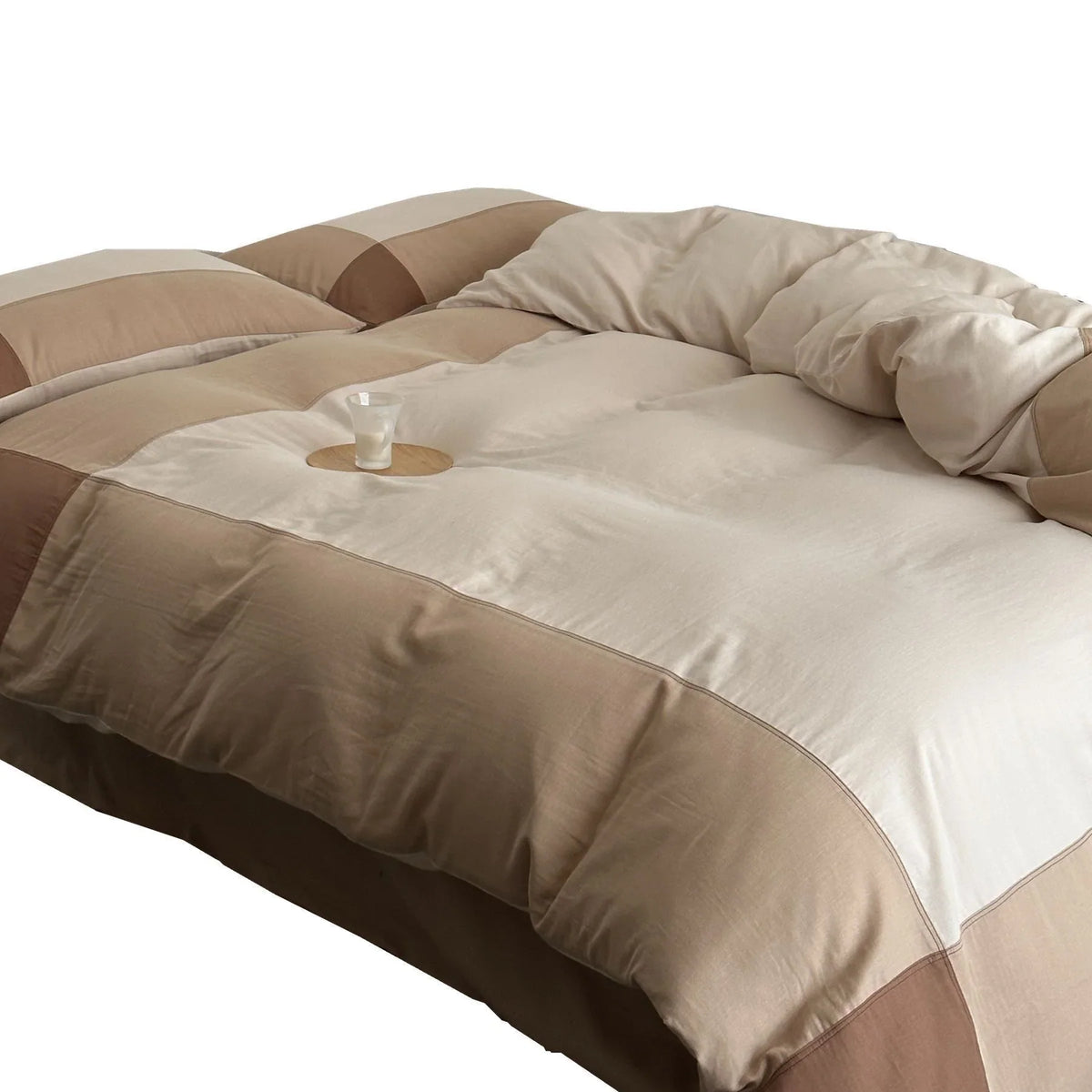 Duvet Cover & Pillowcase Set Cotton Satin Quilted 4-Piece