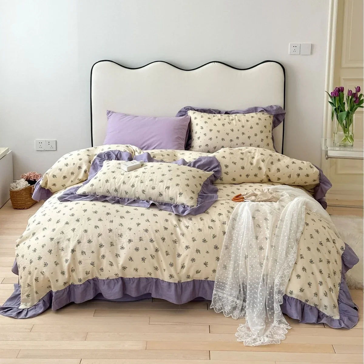 Duvet Cover Set 100% Cotton Percale Reversible Floral