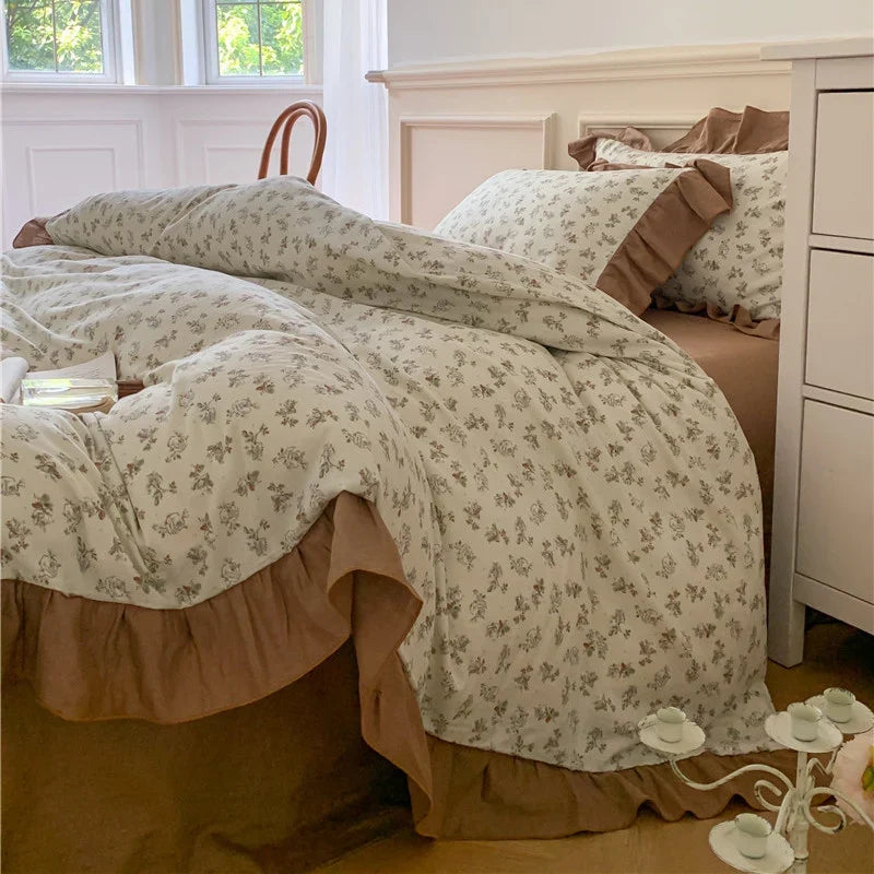 Duvet Cover Set 100% Cotton Percale Reversible Floral
