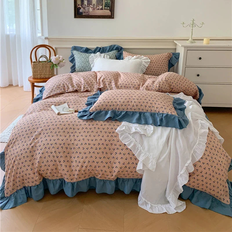 Duvet Cover Set 100% Cotton Percale Reversible Floral