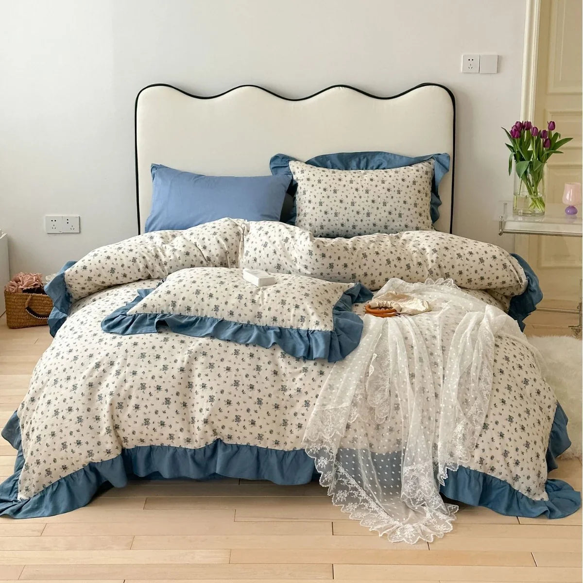 Duvet Cover Set 100% Cotton Percale Reversible Floral