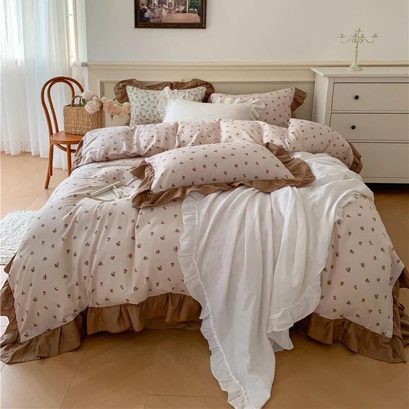 Duvet Cover Set 100% Cotton Percale Reversible Floral