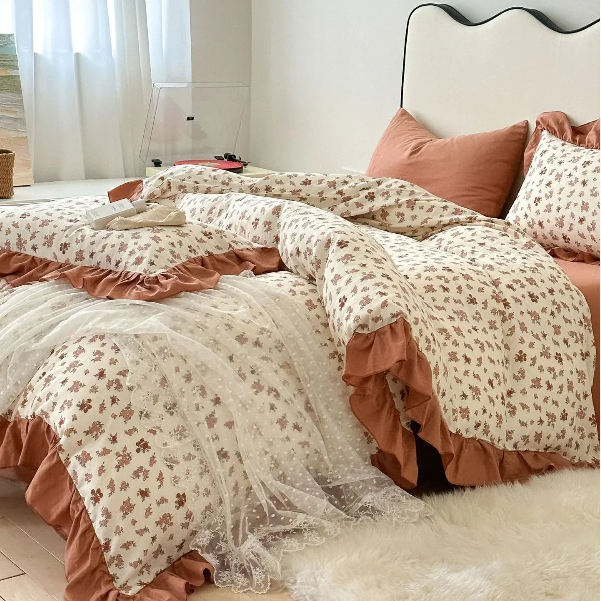Duvet Cover Set 100% Cotton Percale Reversible Floral
