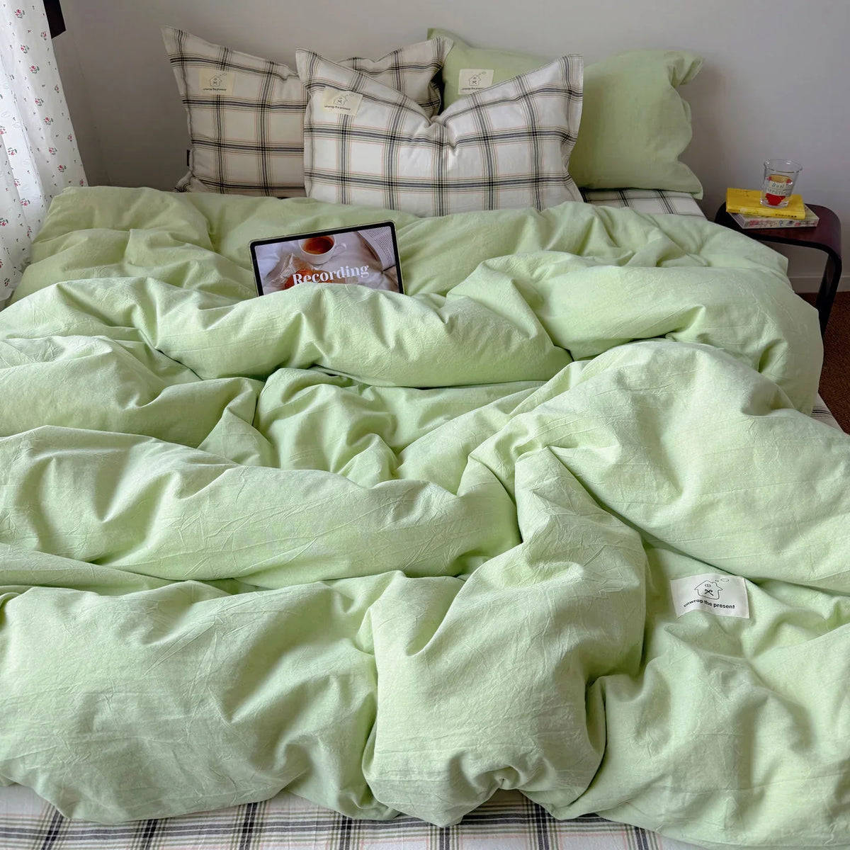 Duvet Cover Set Breathable Cotton-Linen Reversible