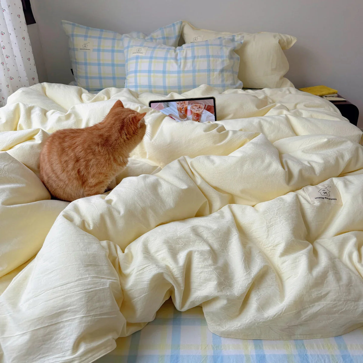 Duvet Cover Set Breathable Cotton-Linen Reversible