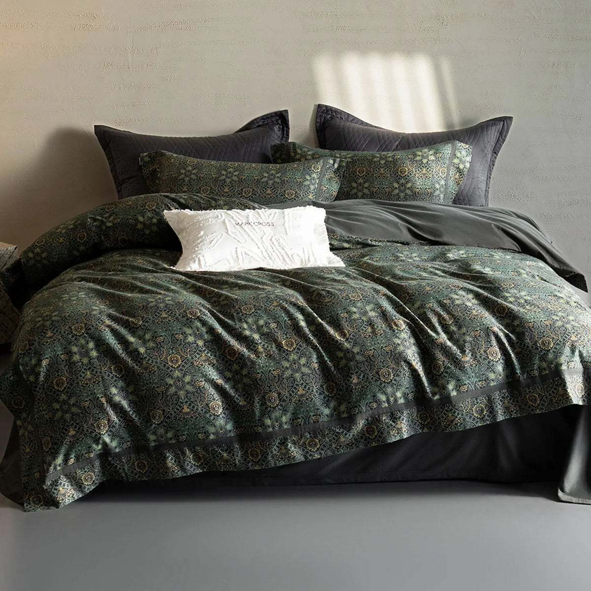 Duvet Cover Set Breathable Cotton Percale Leaf Print