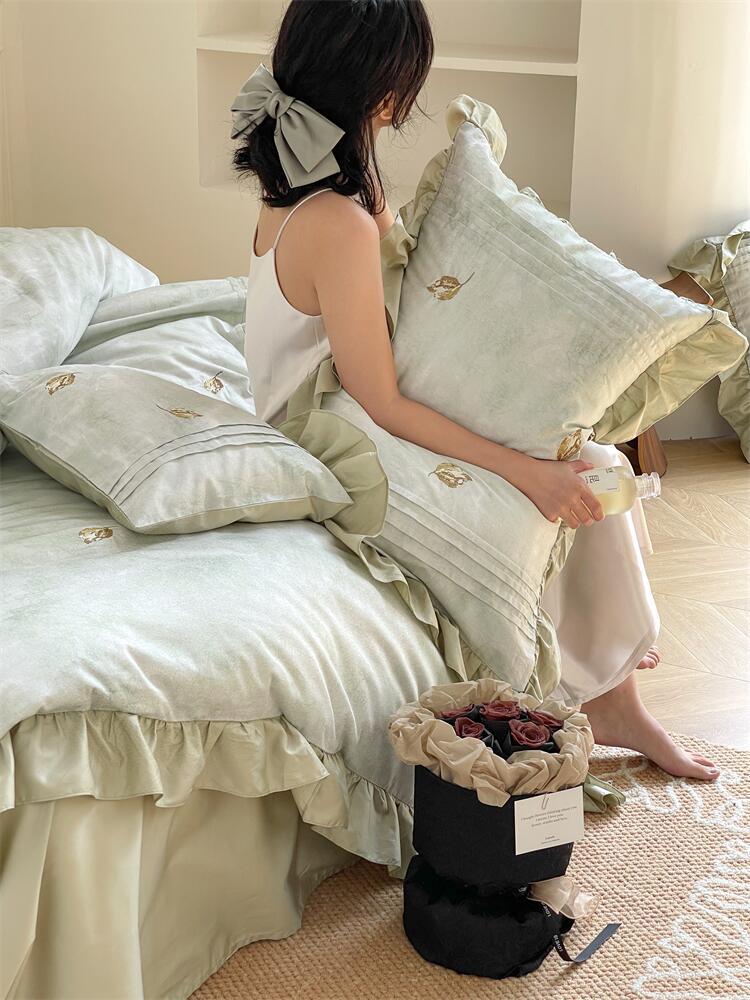 Duvet Cover Set Breathable Cotton Satin Hidden Zipper