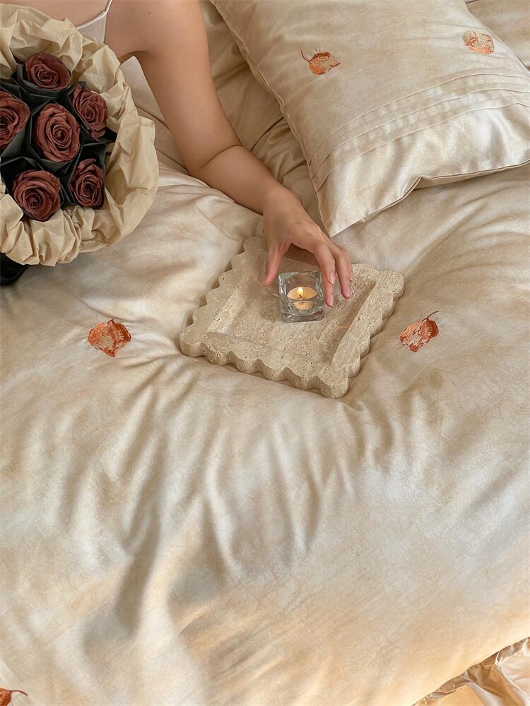 Duvet Cover Set Breathable Cotton Satin Hidden Zipper