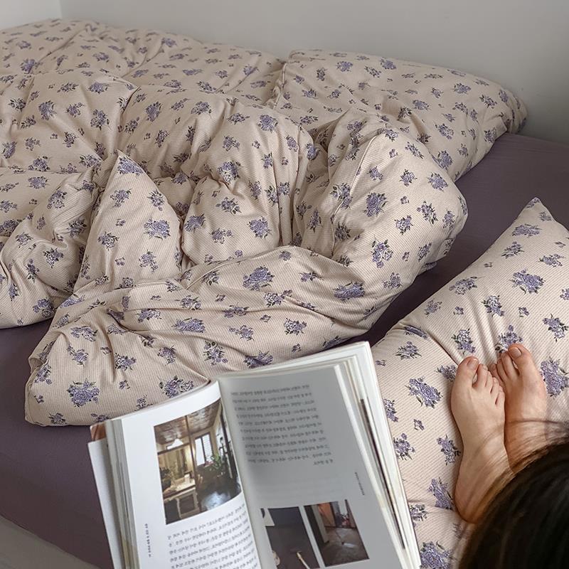 Duvet Cover Set Cooling Cotton Percale Watercolor Floral