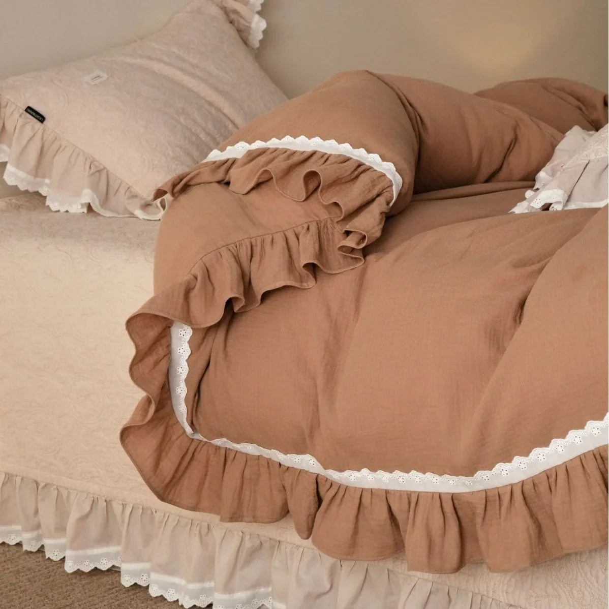Duvet Cover Set Cotton Gauze Ruffle & Lace