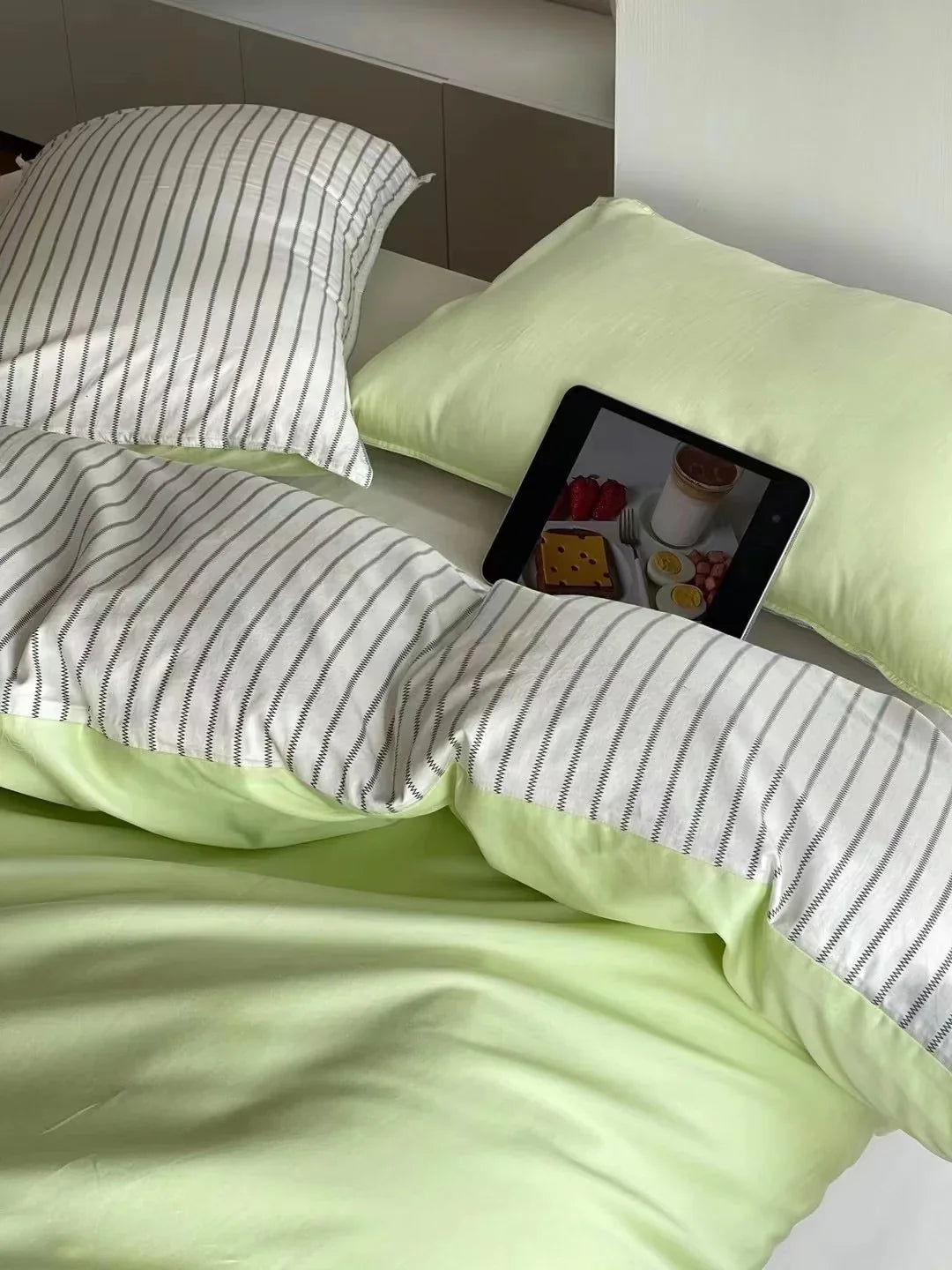 Duvet Cover Set Cotton Percale 4-Piece With Fitted Sheet