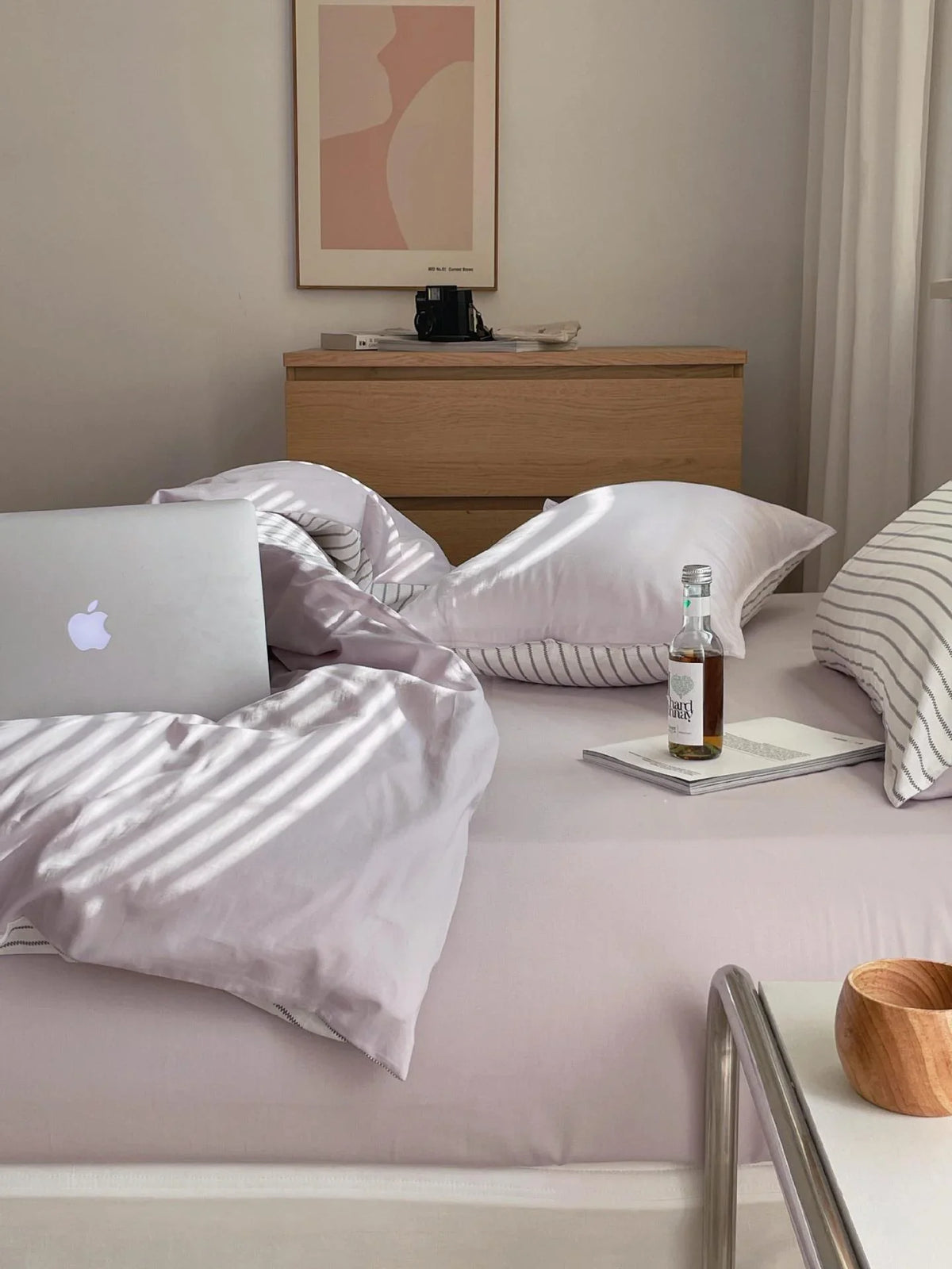 Duvet Cover Set Cotton Percale 4-Piece With Fitted Sheet
