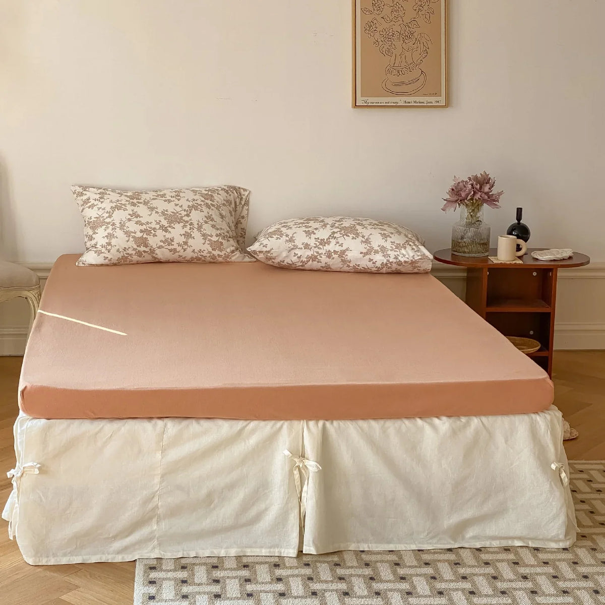 Duvet Cover Set Cotton Percale Retro Botanical Print Hotel Closure