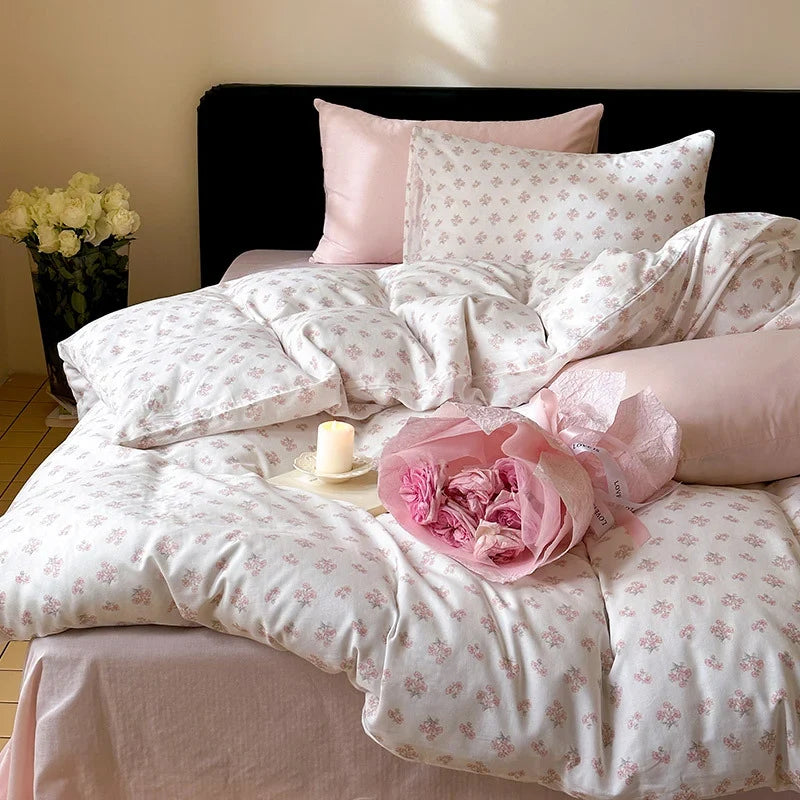 Duvet Cover Set Cotton Percale Subtle Floral Microprint