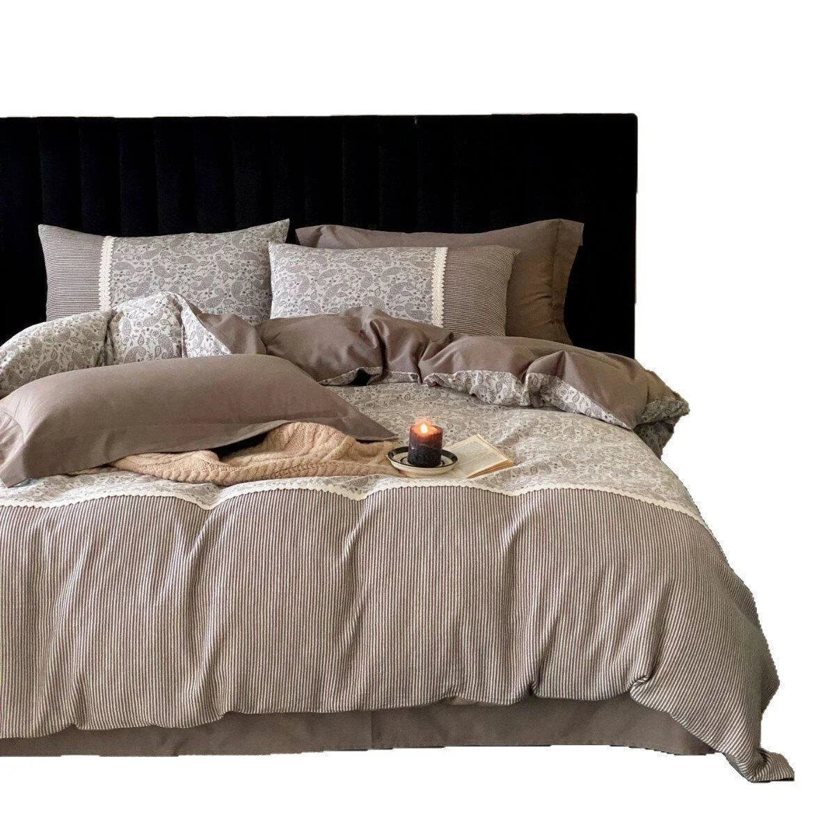 Duvet Cover Set Cotton Percale Temperature-Regulating Reversible Paisley
