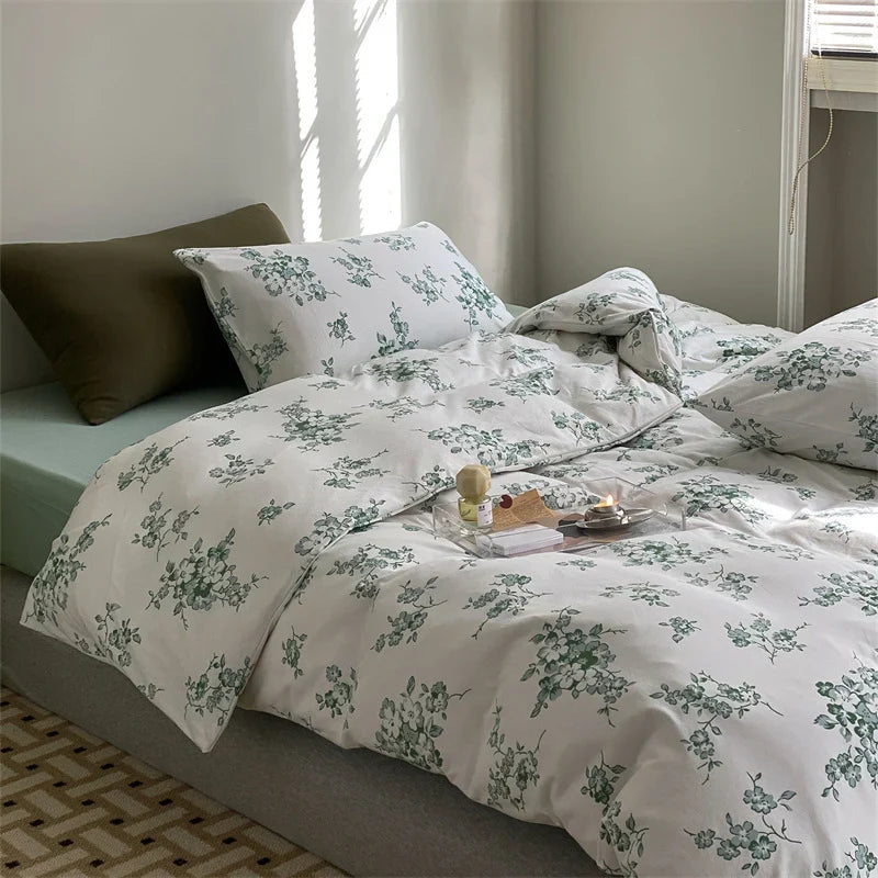 Duvet Cover Set Cotton Percale Wildflower Print Pillowcases Included