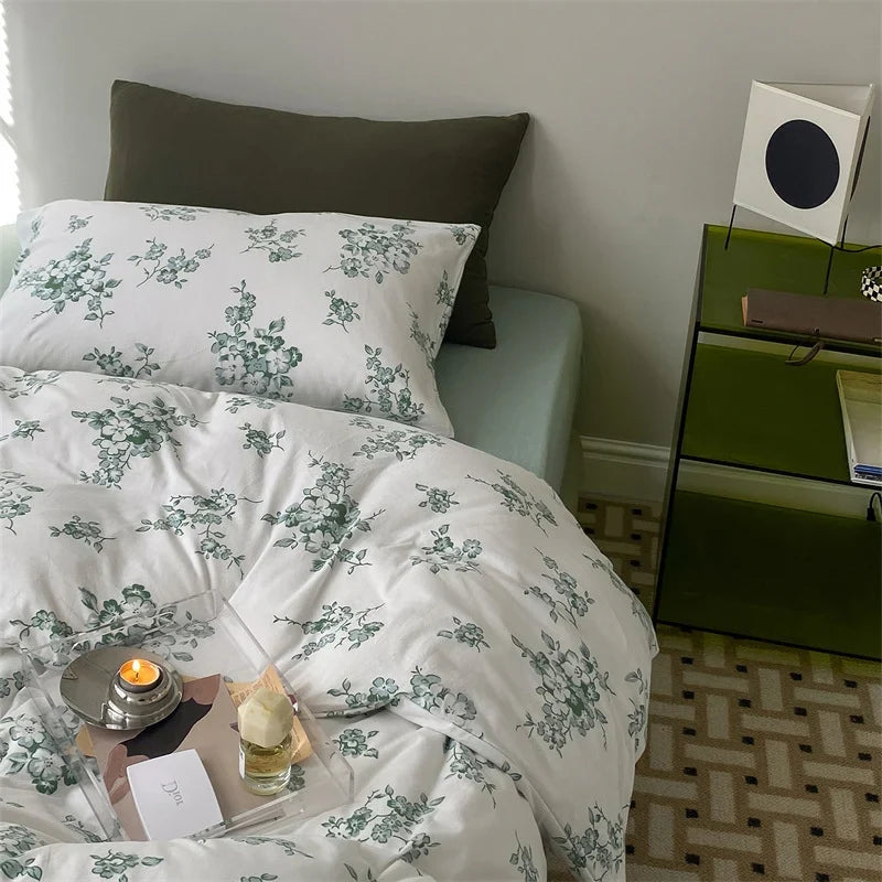 Duvet Cover Set Cotton Percale Wildflower Print Pillowcases Included