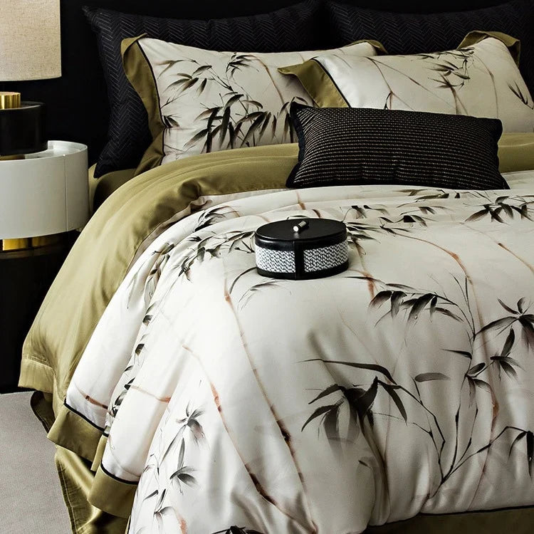 Duvet Cover Set Cotton Satin Breathable Floral Watercolor