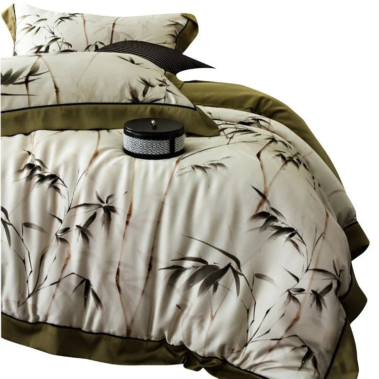 Duvet Cover Set Cotton Satin Breathable Floral Watercolor