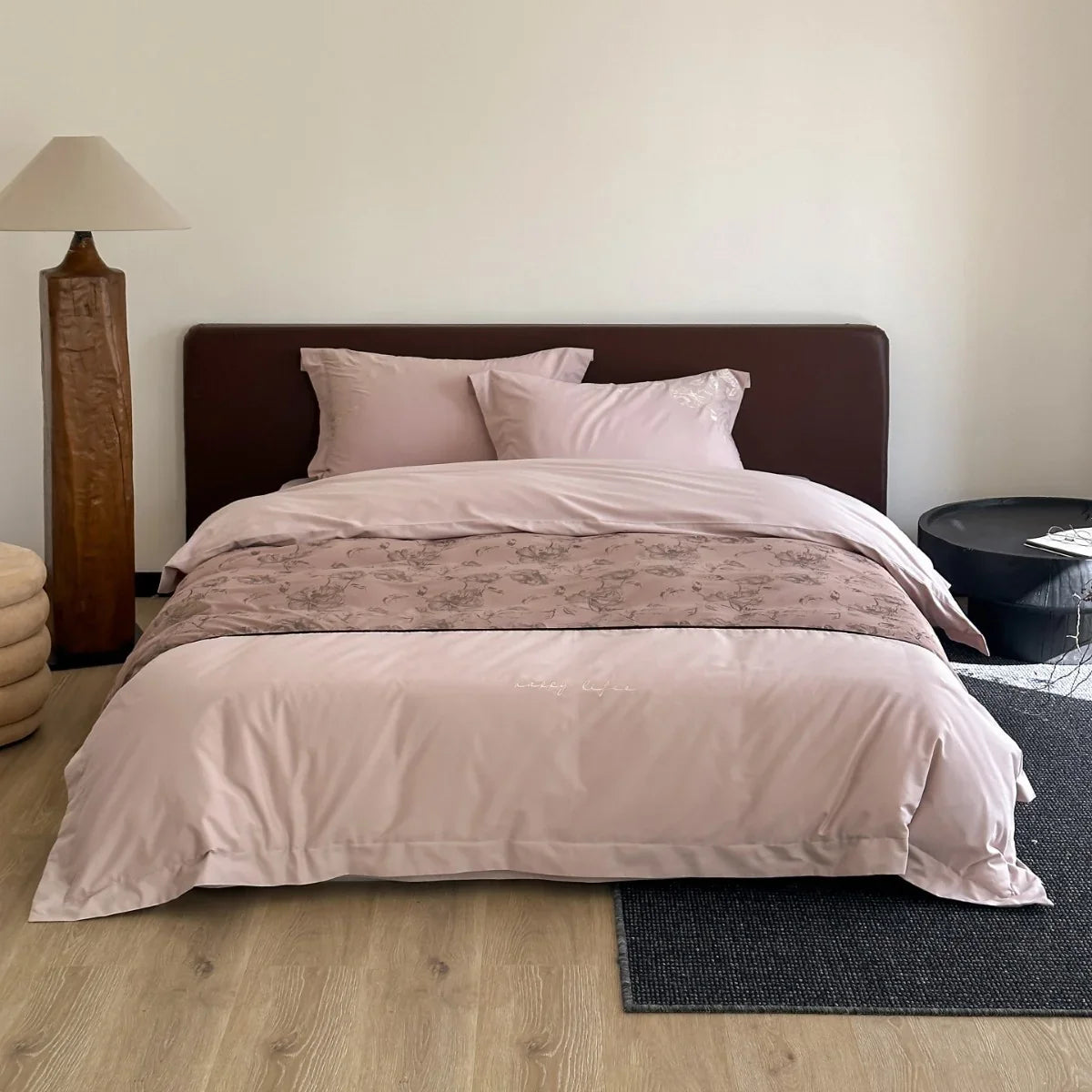 Duvet Cover Set Cotton Satin Floral Embroidery