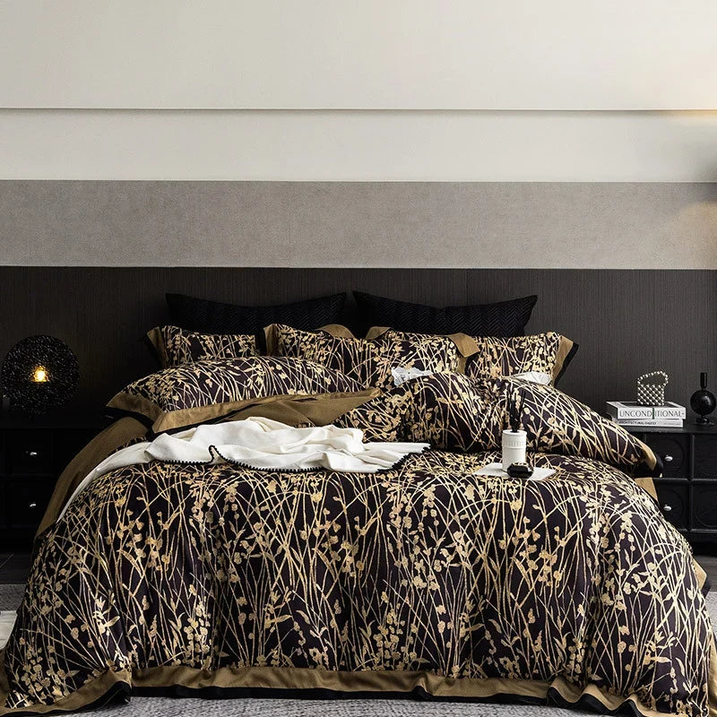 Duvet Cover Set Cotton Satin & Grass Print