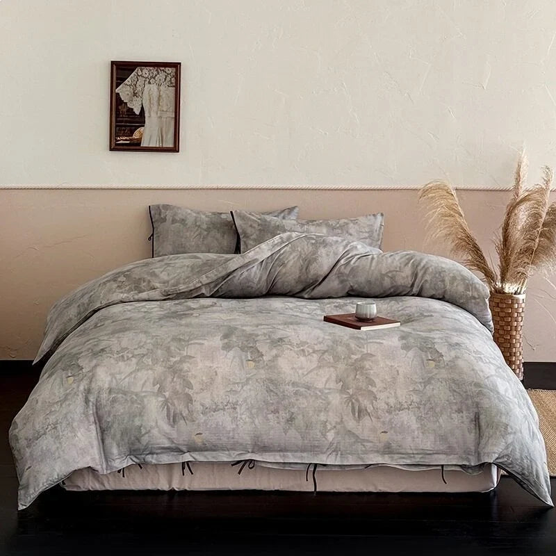 Duvet Cover Set Cotton Satin Hotel Closure & Ties