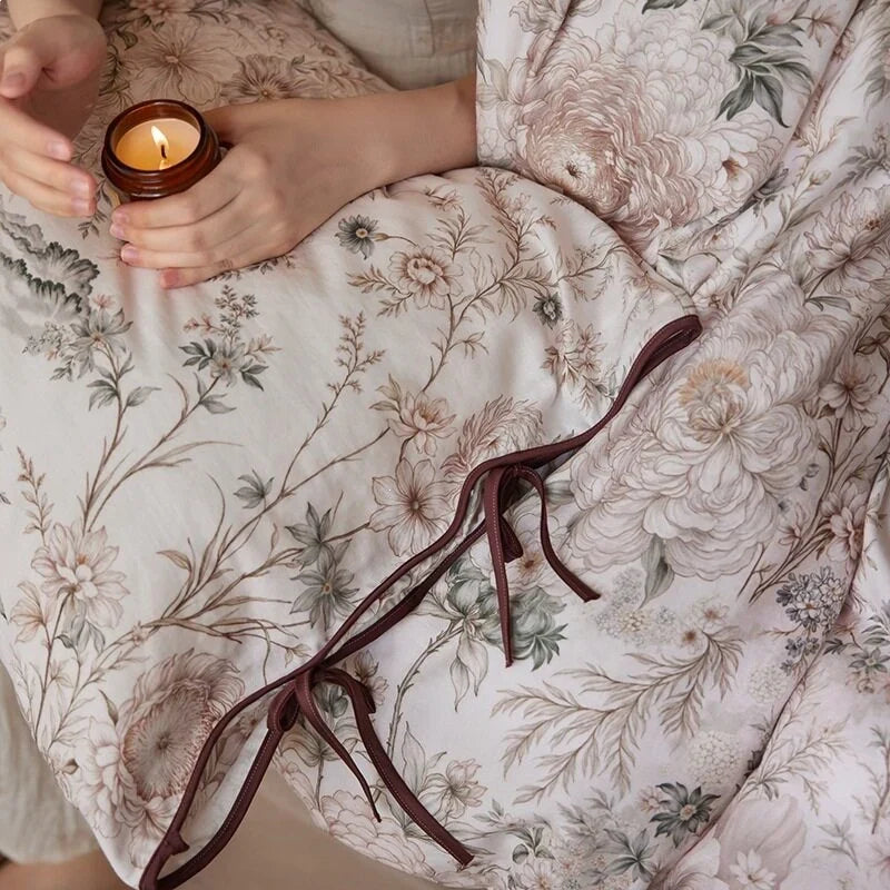 Duvet Cover Set Cotton Satin Hotel Closure & Ties