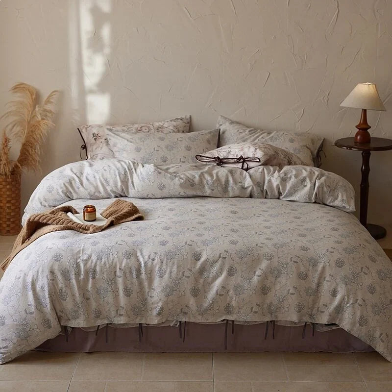 Duvet Cover Set Cotton Satin Hotel Closure & Ties