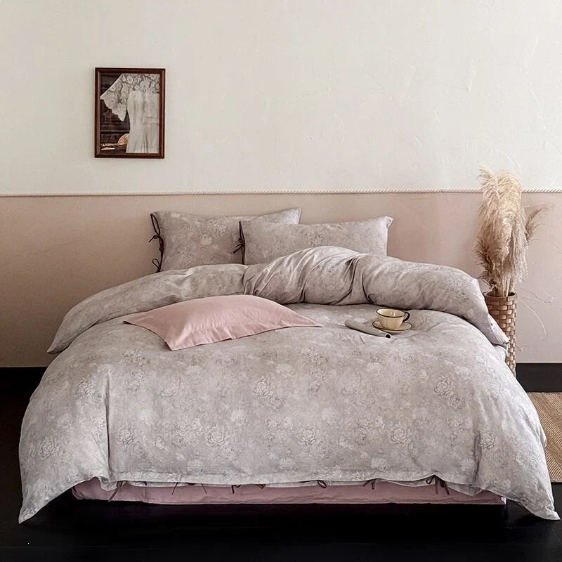 Duvet Cover Set Cotton Satin Hotel Closure & Ties