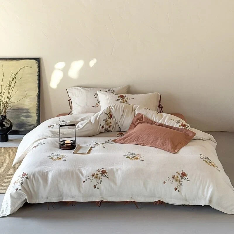 Duvet Cover Set Cotton Satin Hotel Closure & Ties