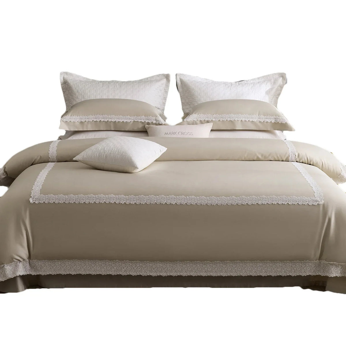Duvet Cover Set Cotton Satin Temperature Regulating Lace Trim