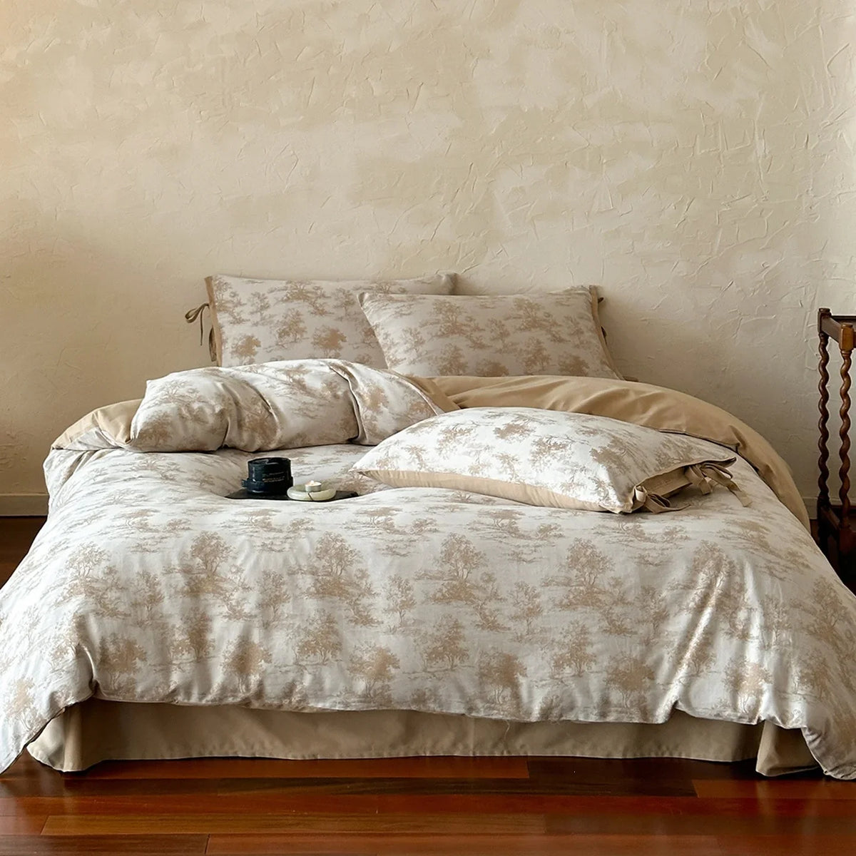 Duvet Cover Set Cotton Satin Vintage Floral Machine Washable