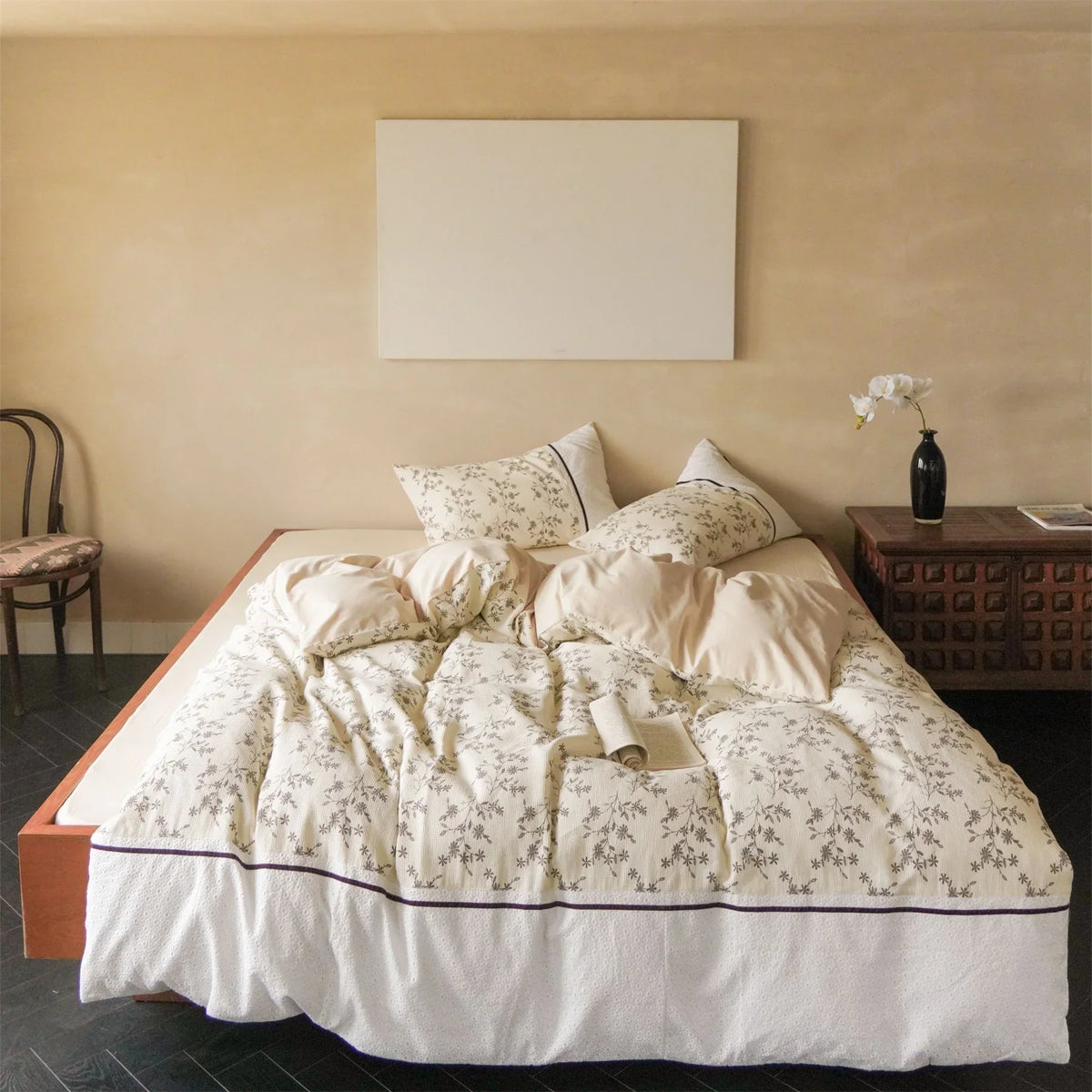 Duvet Cover Set Cotton Waffle Floral Four-Piece Set