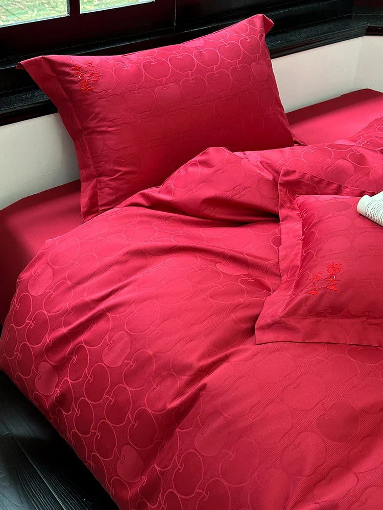 Duvet Cover Set Jacquard Cotton-Satin Concealed Zipper