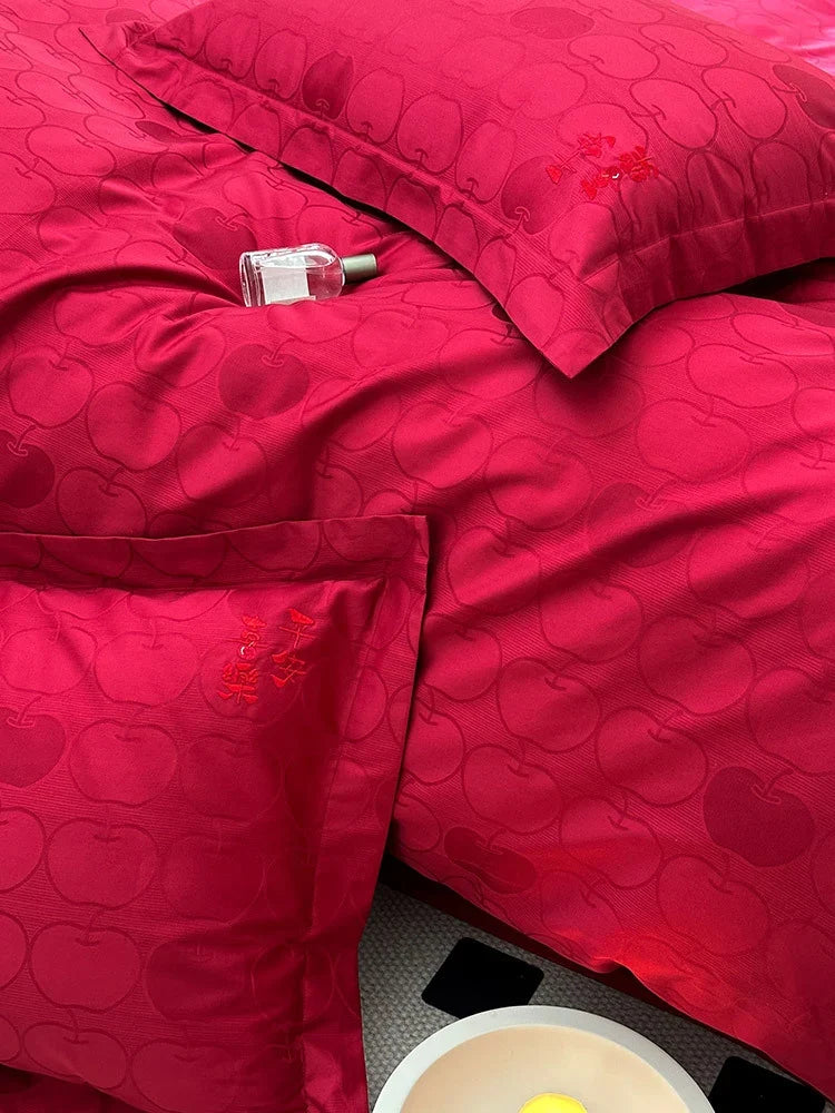 Duvet Cover Set Jacquard Cotton-Satin Concealed Zipper